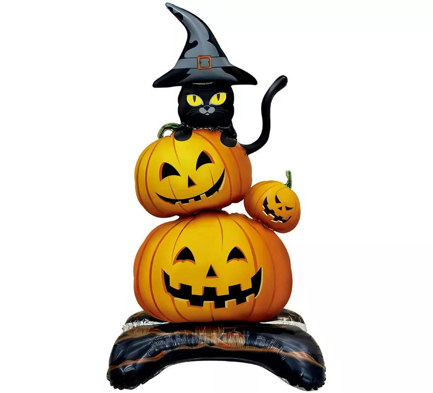 Translation missing: pt-PT.Globo Foil Calabaza con Gato de 68x140 cm
