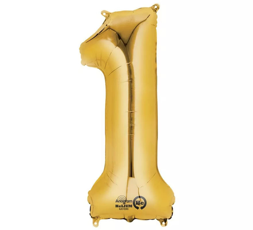 Translation missing: pt-PT.Globo metalizado Oro número 1 de 86 cm de altura