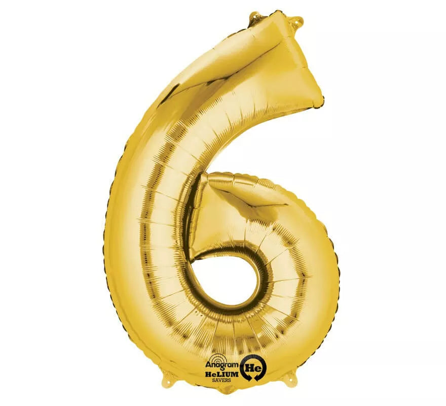 Translation missing: pt-PT.Globo metalizado Oro número 6 de 86 cm de altura