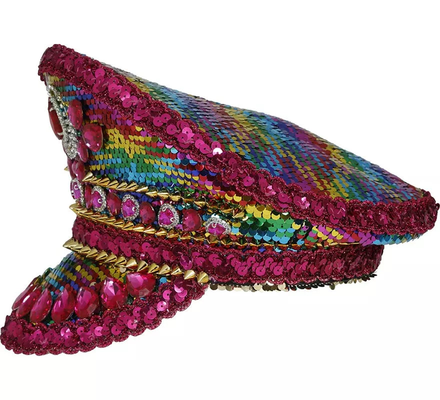Translation missing: pt-PT.Gorra de Policía rosa con Pedrería multicolor adultos