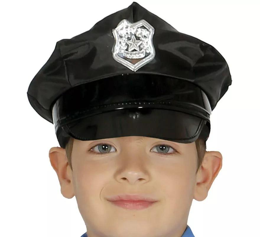 Translation missing: pt-PT.Gorra Policía infantil con placa dorada