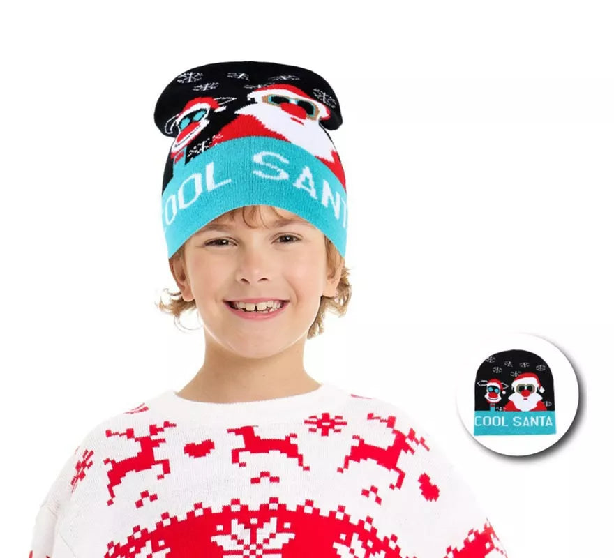 Translation missing: pt-PT.Gorro de Navidad Cool Papá Noel azul infantil