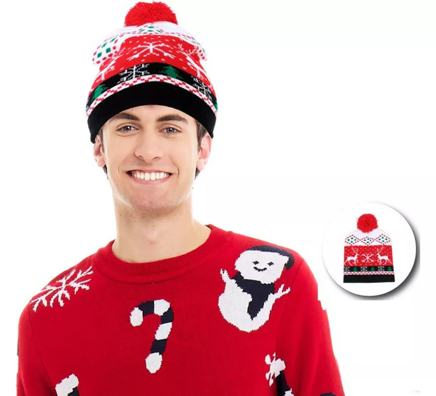 Translation missing: pt-PT.Gorro de Navidad Reno rojo y blanco adulto