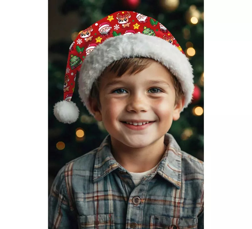 Translation missing: pt-PT.Gorro Estampado Navideño rojo infantil