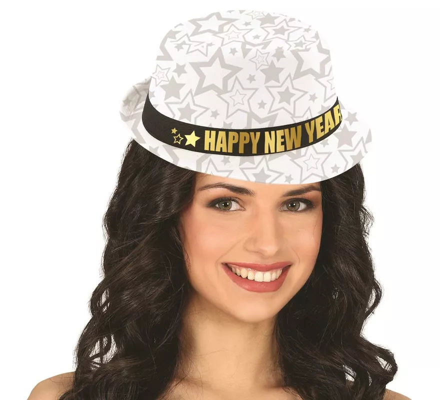 Translation missing: pt-PT.Gorro Gángster Happy New Year blanco