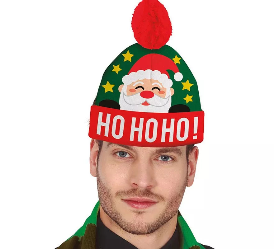 Translation missing: pt-PT.Gorro Navideño Papá Noel Ho Ho Ho con efecto lana