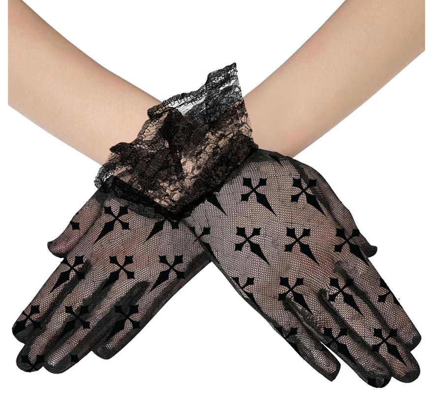 Translation missing: pt-PT.Guantes Calados negros de Cruces de 22 cm