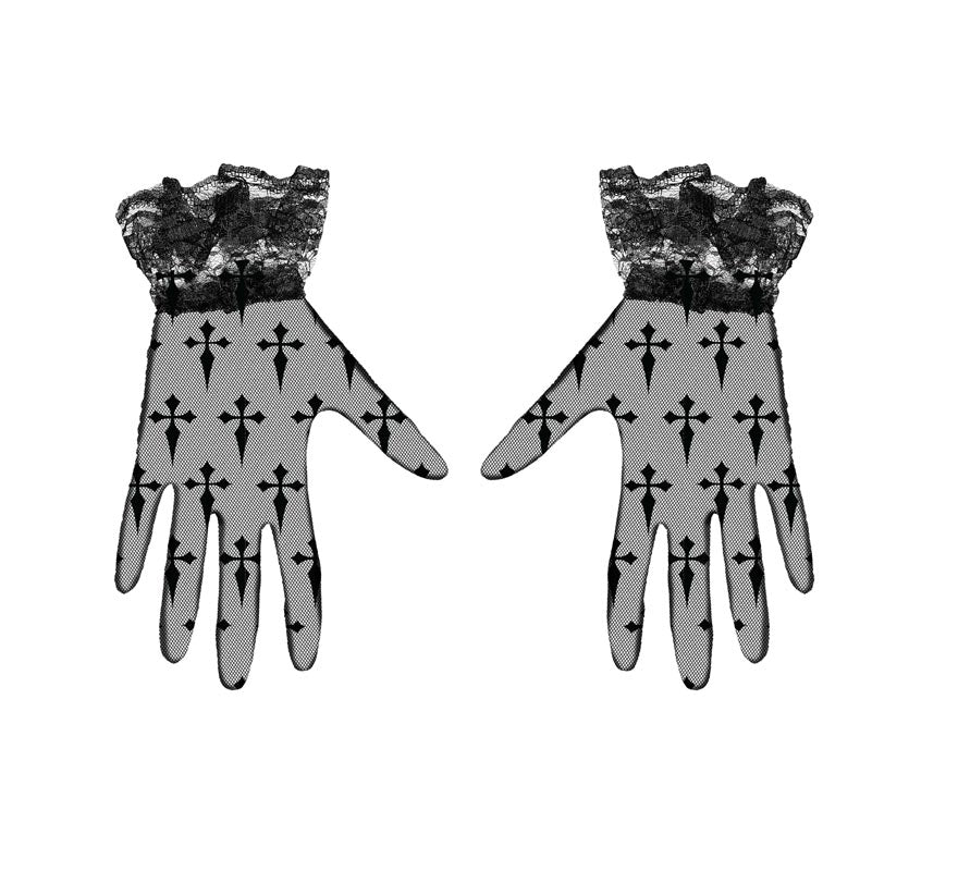 Translation missing: pt-PT.Guantes Calados negros de Cruces de 22 cm