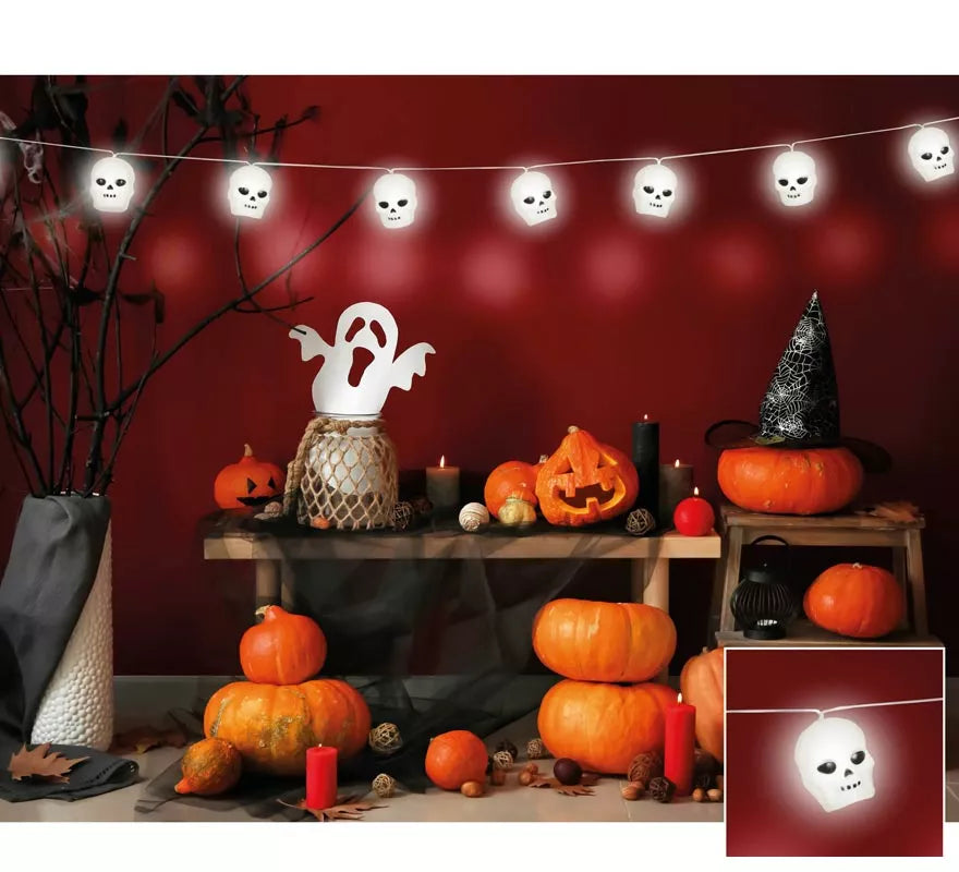 Translation missing: pt-PT.Guirnalda de 12 Calaveras con Luz 180 Cm