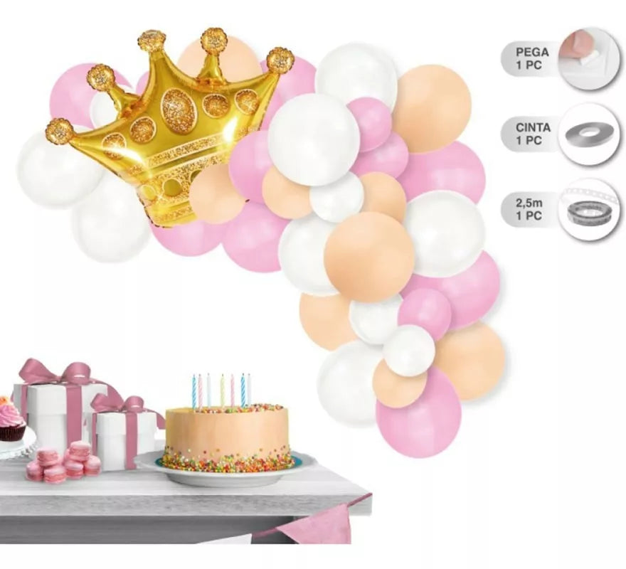 Translation missing: pt-PT.Guirnalda de 45 Globos con Corona dorada