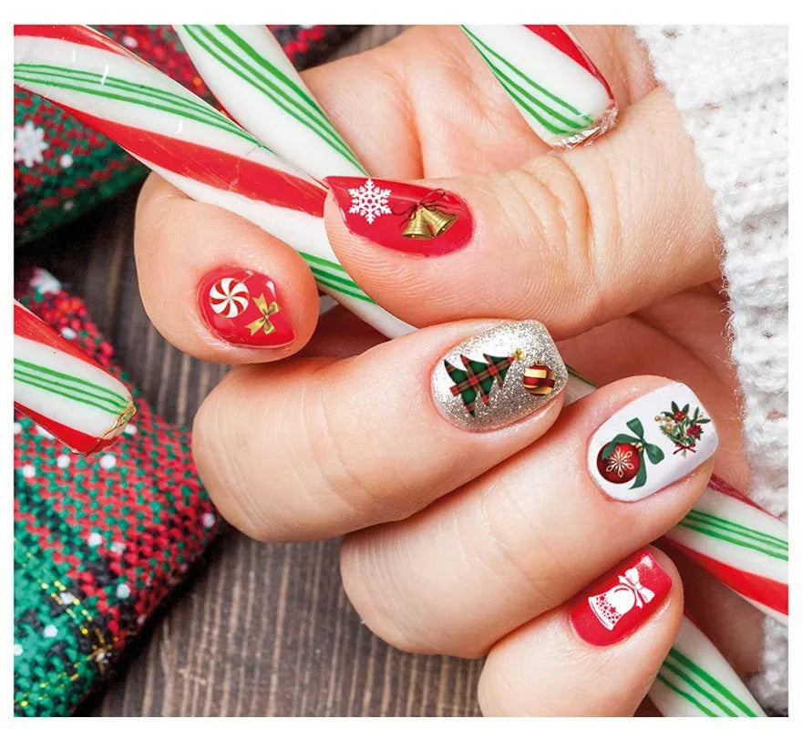 Translation missing: pt-PT.Hoja con Pegatinas para Uñas Navidad de 10x7 cm
