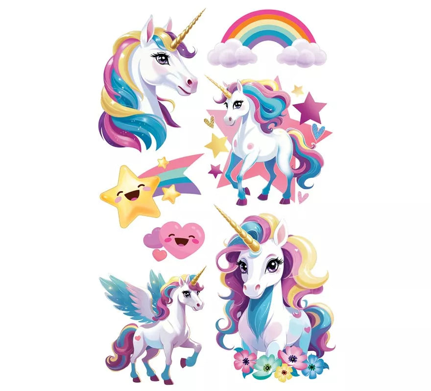 Translation missing: pt-PT.Hoja de Tatuajes de Unicornios de 14x30 cm