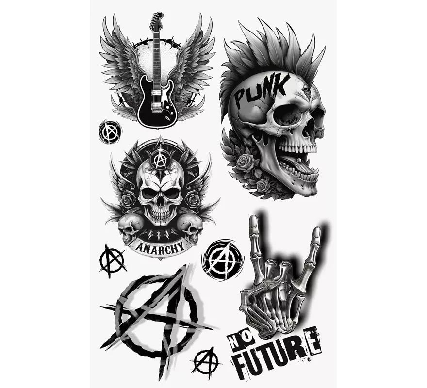 Translation missing: pt-PT.Hoja de Tatuajes Punk de 14x30 cm