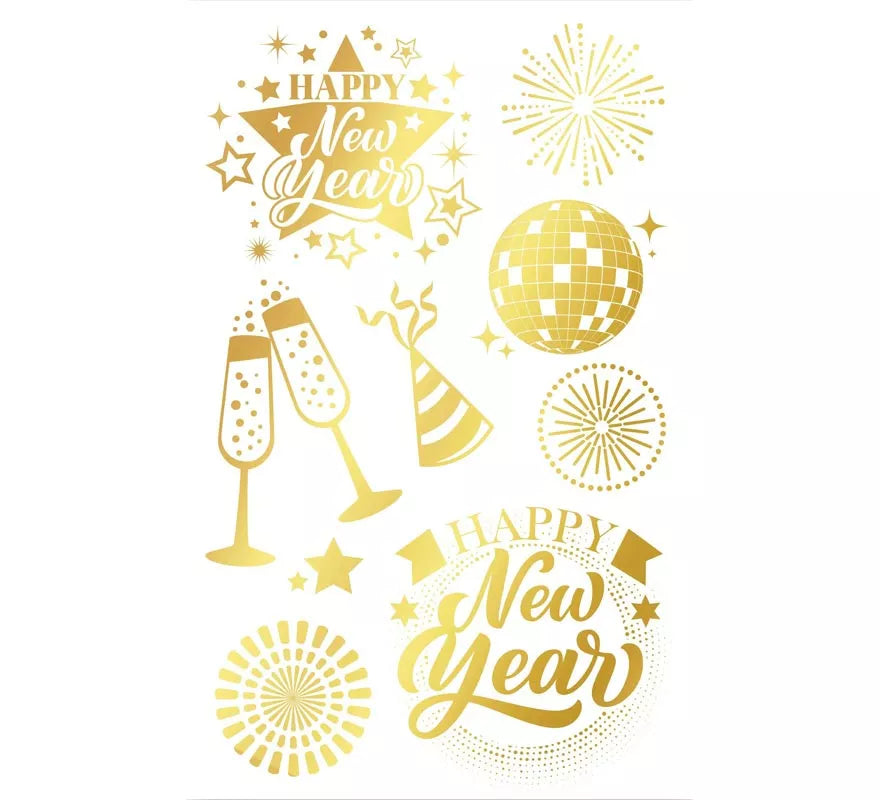 Translation missing: pt-PT.Hoja Tatuajes Happy New Year dorado