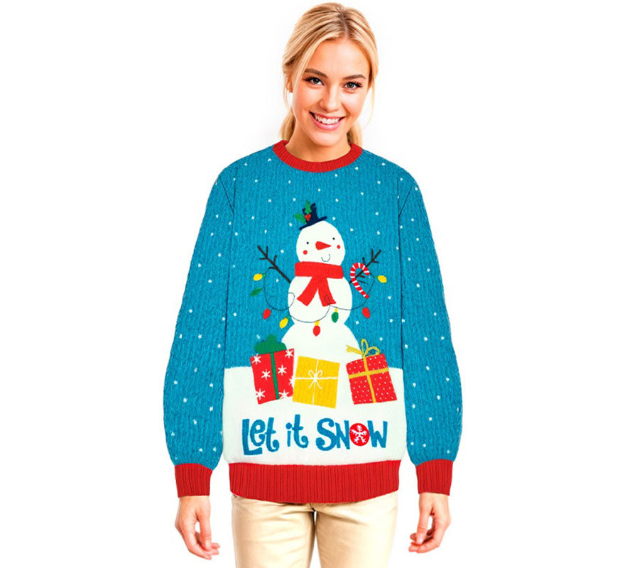 Translation missing: pt-PT.Jersey Navideño Muñeco de Nieve con Luces para adulto