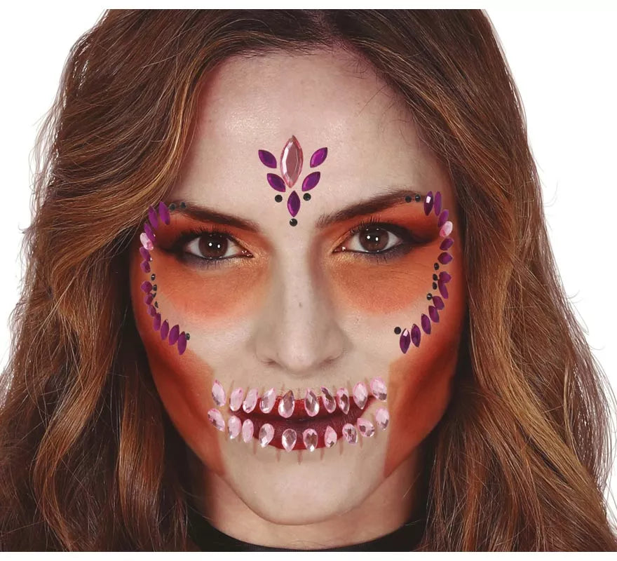 Translation missing: pt-PT.Joyas Faciales Adhesivas de Calavera Lila