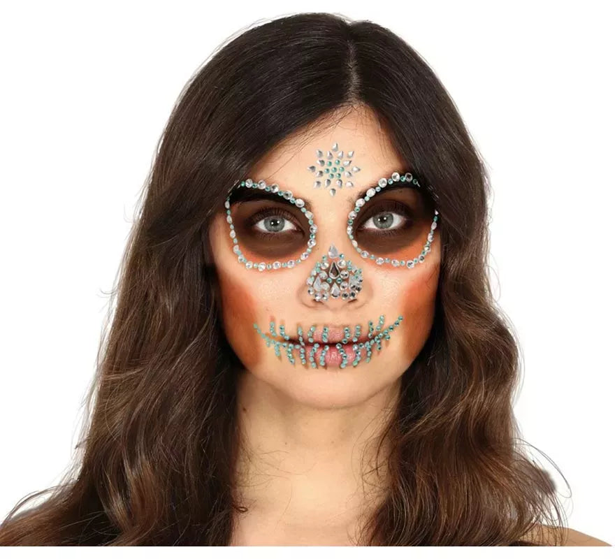 Translation missing: pt-PT.Joyas Faciales Adhesivas de Calavera Verde