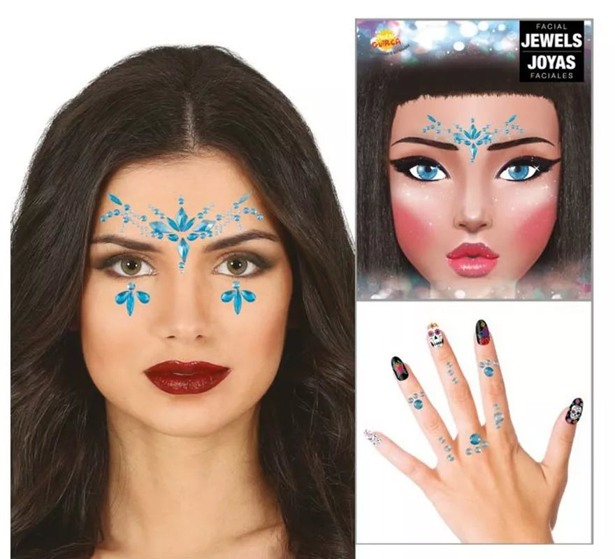 Translation missing: pt-PT.Joyas Faciales y Uñas azul Diamantes elegantes
