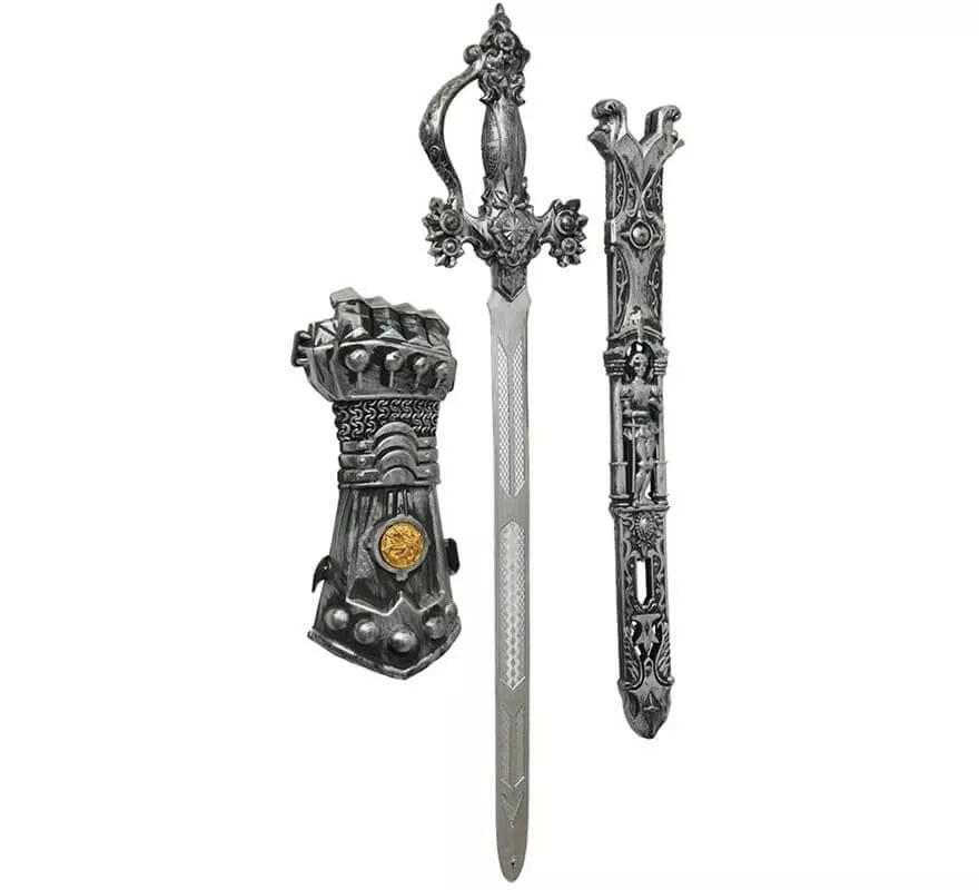 Translation missing: pt-PT.Kit Caballero Medieval: Espada de 65 cm y Guantelete