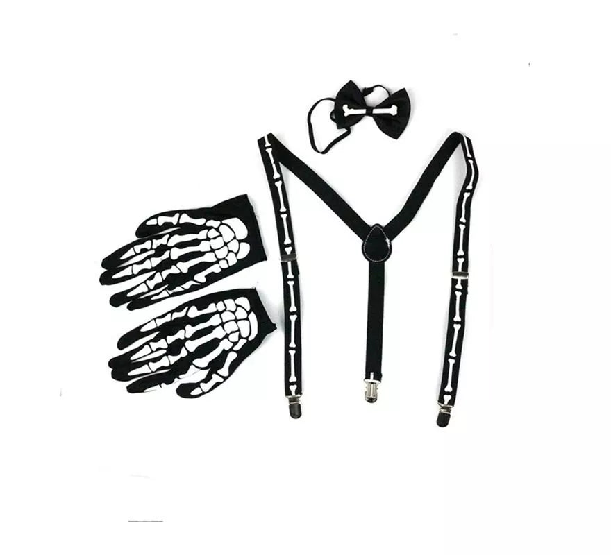 Translation missing: pt-PT.Kit Calavera: Tirantes, Pajarita y Guantes