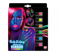 Kit de 6 bastões de maquiagem fluorescentes