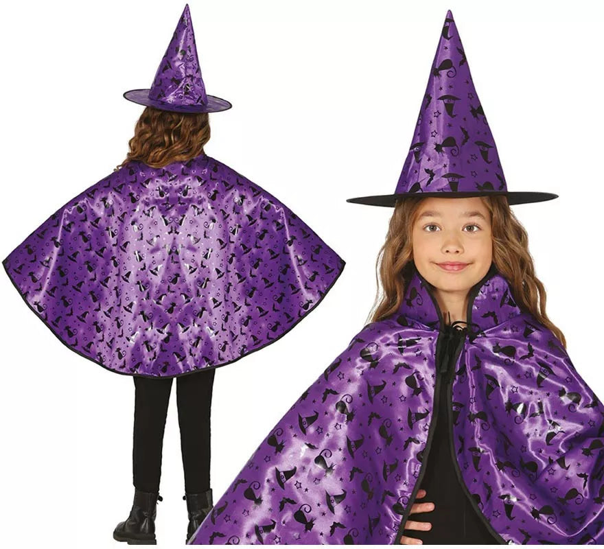Translation missing: pt-PT.Kit de Bruja lila Infantil: Capa y Sombrero