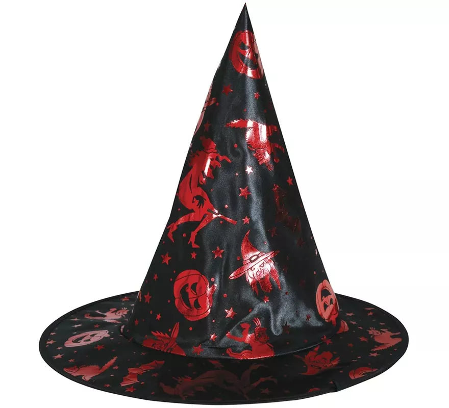 Translation missing: pt-PT.Kit de Bruja negro y rojo Infantil: Capa y Sombrero