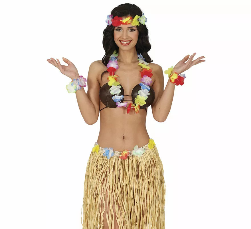 Translation missing: pt-PT.Kit de Hawaiana multicolor: Collar, tocado y pulseras