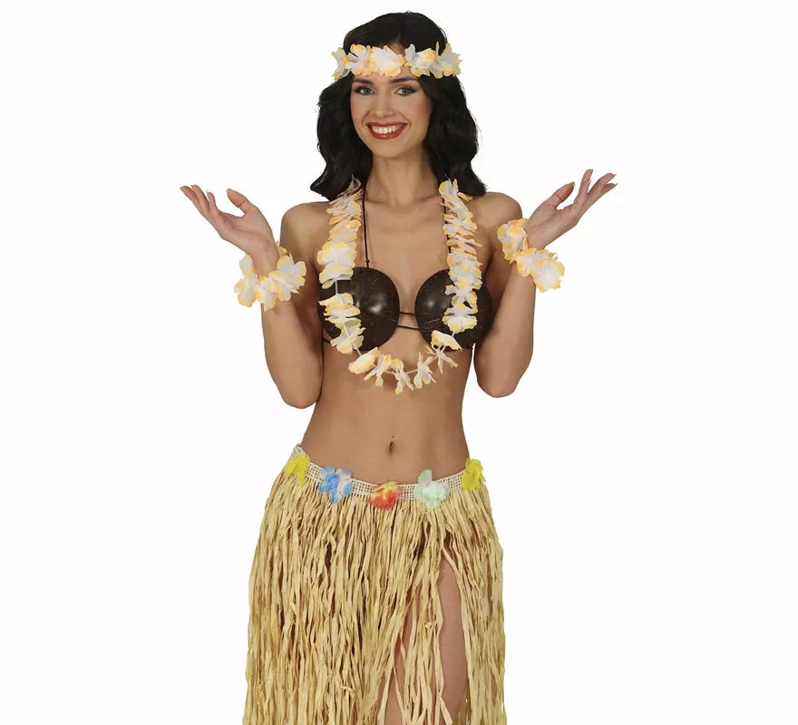 Translation missing: pt-PT.Kit de Hawaiana naranja: Collar, tocado y pulseras