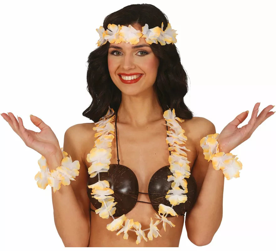 Translation missing: pt-PT.Kit de Hawaiana naranja: Collar, tocado y pulseras