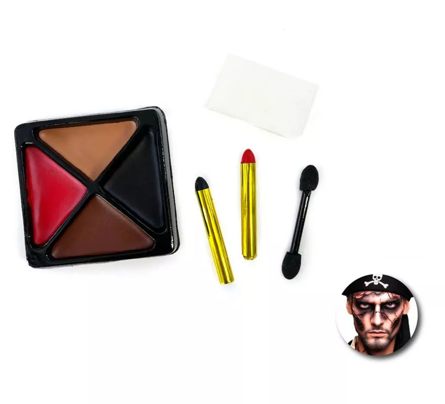 Translation missing: pt-PT.Kit de Maquillaje Pirata: Paleta, brochas, barras de color y esponja