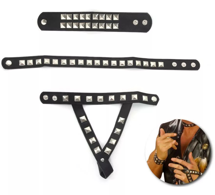 Translation missing: pt-PT.Kit de Motero con tachuelas: Collar, Pulsera y Pulsera anillo