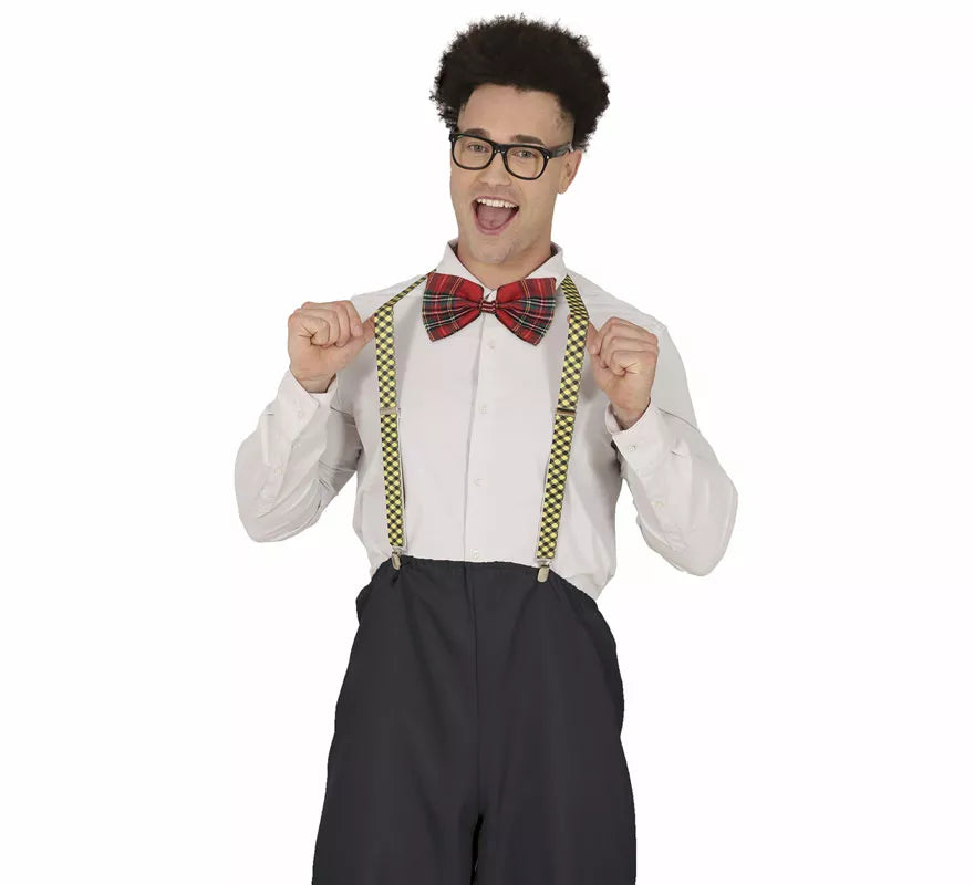 Translation missing: pt-PT.Kit de Nerd Colegial adulto: Gafas, pajarita y tirantes