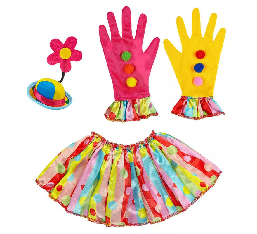 Translation missing: pt-PT.Kit de Payasa para mujer: Guantes, Sombrero con flor y Collarín