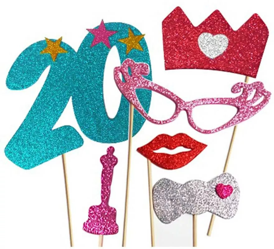 Translation missing: pt-PT.Kit de Photocall Mujer Felices 20 años con 6 Piezas