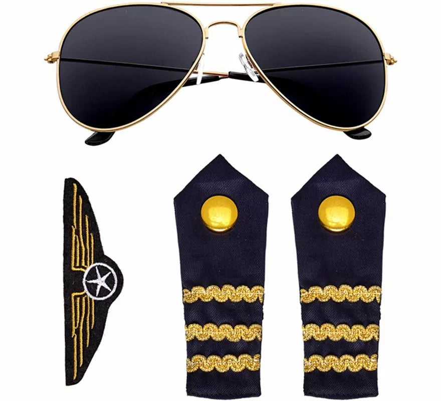 Translation missing: pt-PT.Kit de Pilota para adultos: Gafas, Hombreras y Broche