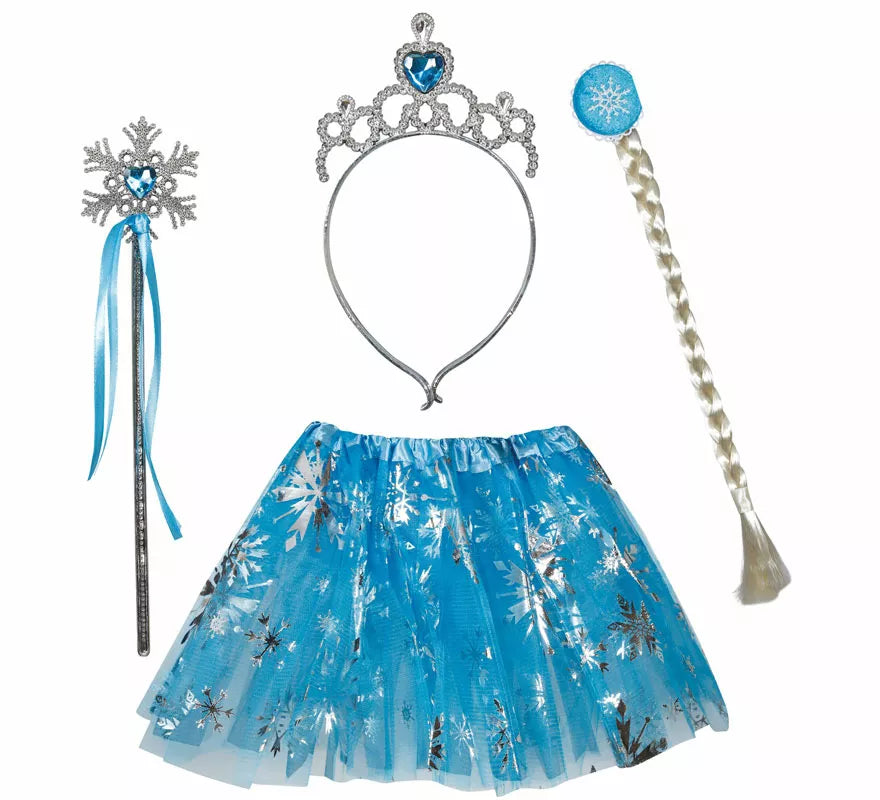 Translation missing: pt-PT.Kit de Princesa de los Hielos infantil: Falda, diadema, mechón y varita