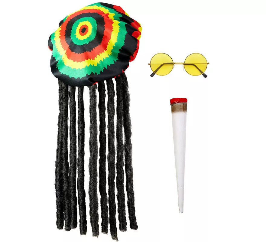 Translation missing: pt-PT.Kit de Rastafari: Gorro con rastas, Gafas y Cigarro