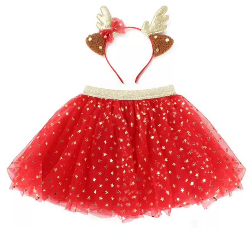 Translation missing: pt-PT.Kit de Reno de Navidad Infantil: Tutú y Diadema de Cuernos