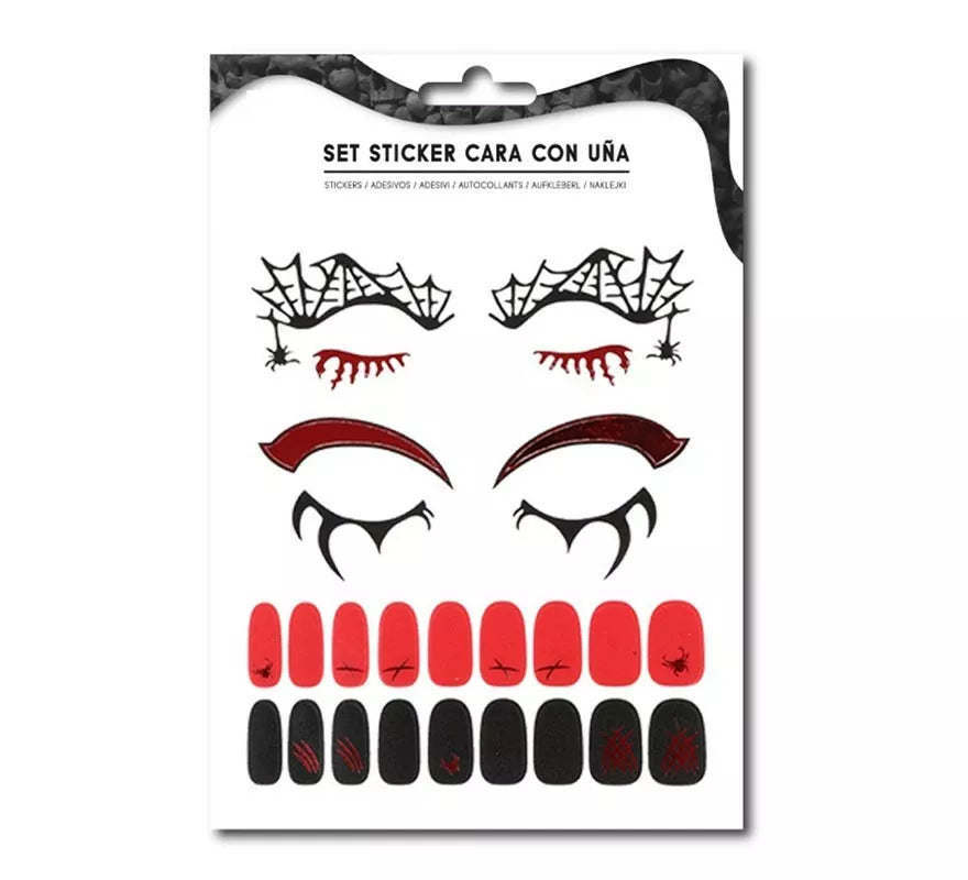 Translation missing: pt-PT.Kit de Sticker Facial adulto: Contorno de ojos y uñas araña