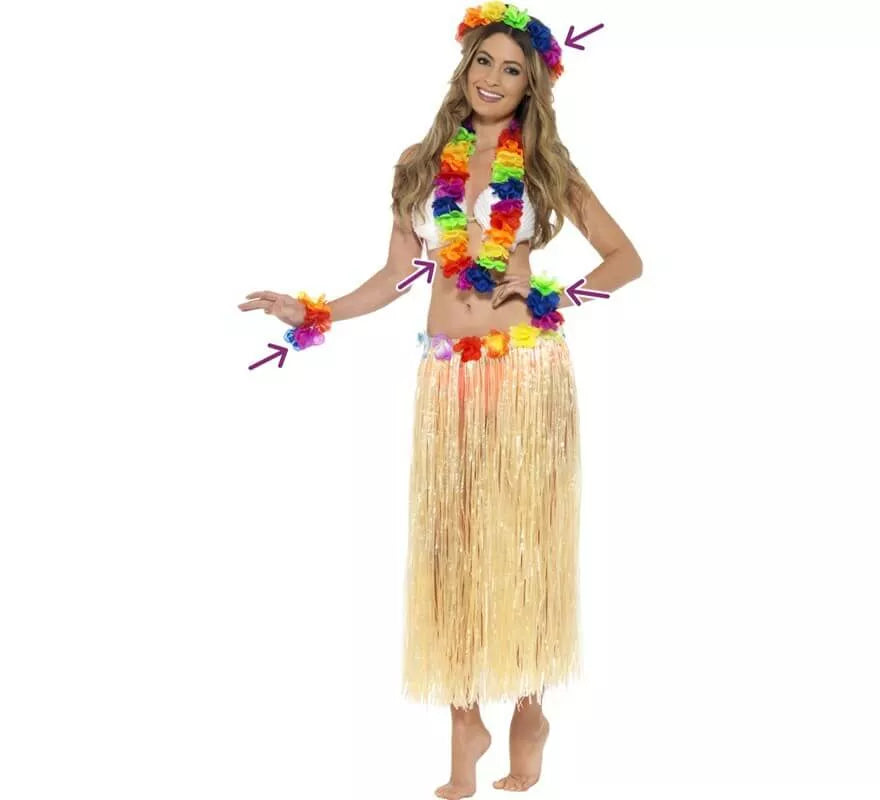 Translation missing: pt-PT.Kit Hawaiano Arco iris: Collar, Diadema y Muñequera