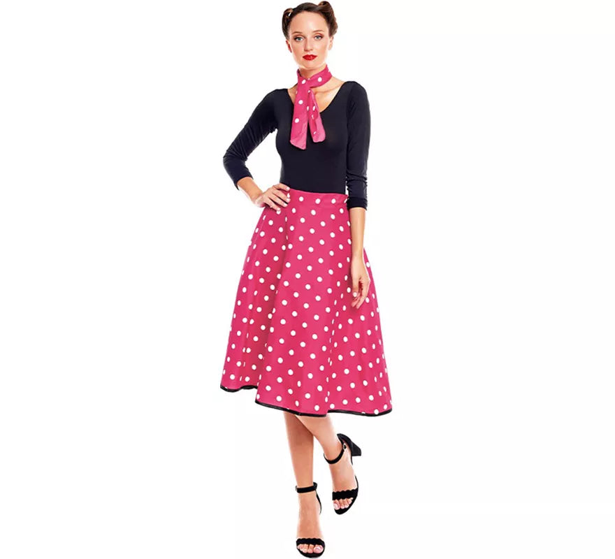 Translation missing: pt-PT.Kit o Disfraz Años 50 en varios colores para mujer: Falda y Pañuelo