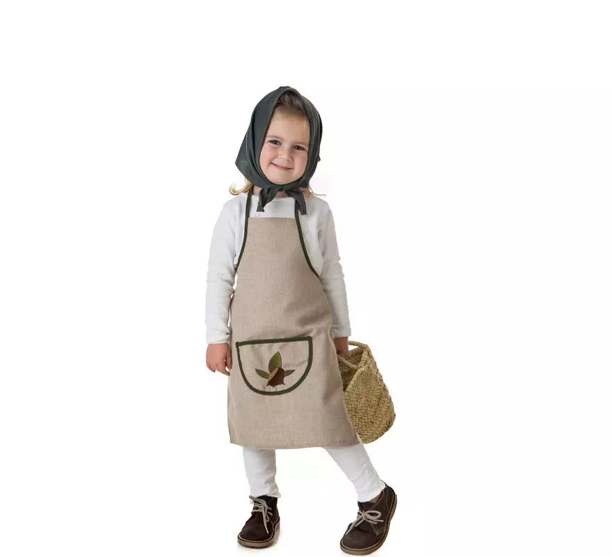 Translation missing: pt-PT.Kit o Disfraz de Castañera Beige Hojas-Castaña para niña
