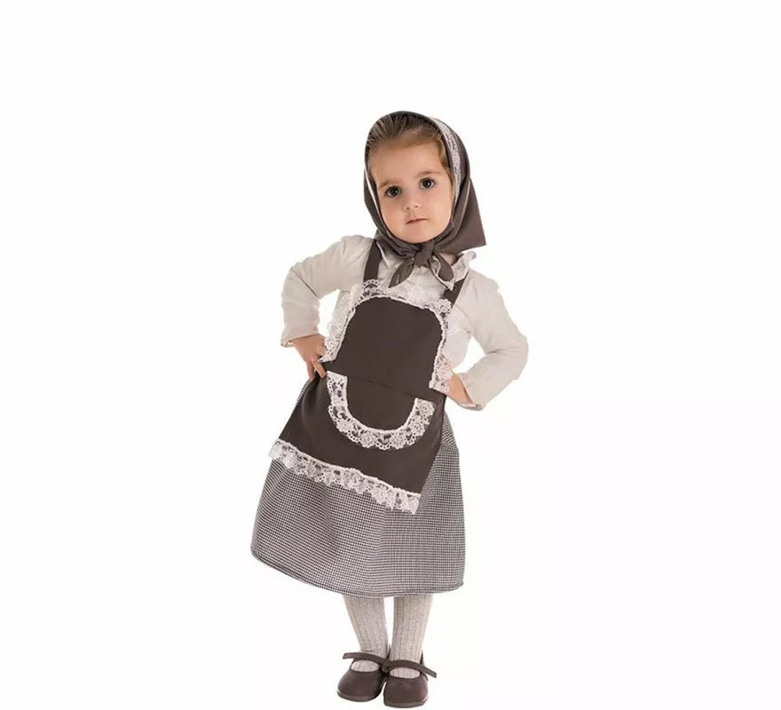 Translation missing: pt-PT.Kit o Disfraz de Castañera Falda Cuadros para niña: Falda, Delantal y Pañuelo