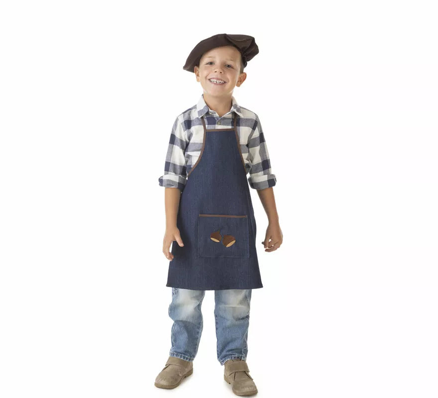 Translation missing: pt-PT.Kit o Disfraz de Castañero Jeans para niño: Delantal y Boina