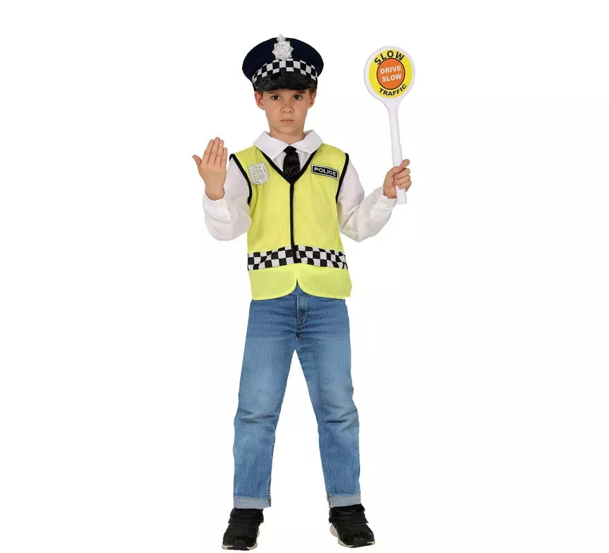 Translation missing: pt-PT.Kit o Disfraz de Policía para niños: Chaleco, Gorro y Camisa