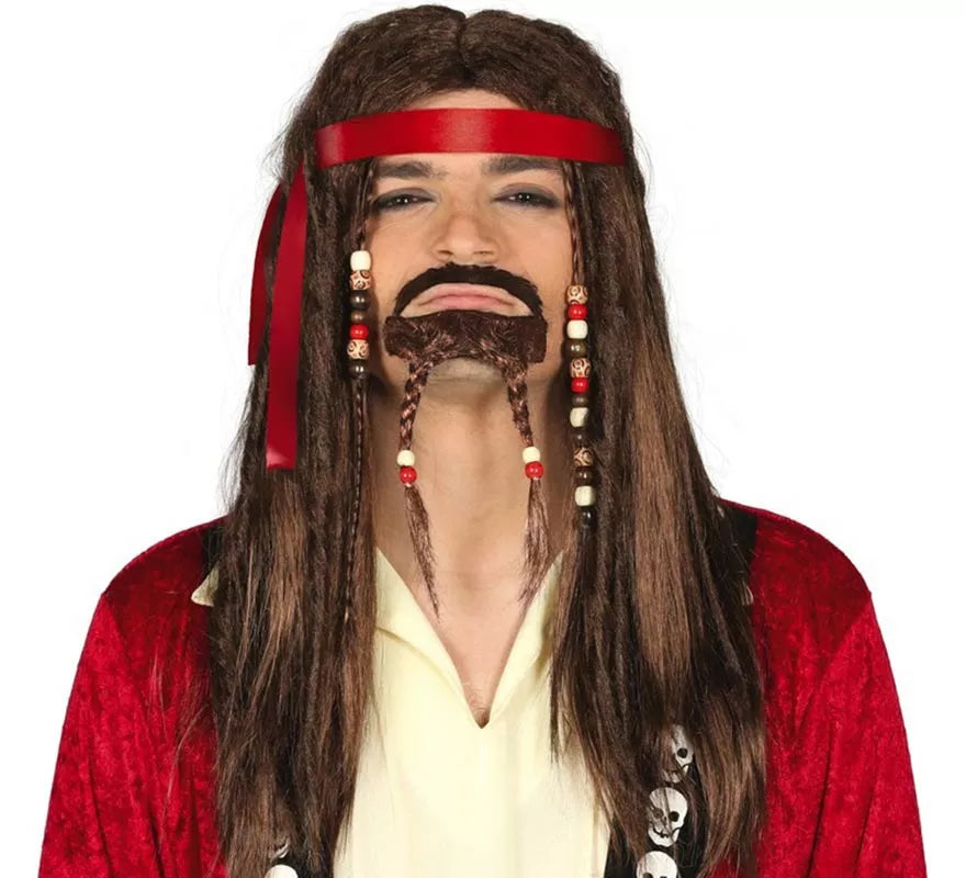 Translation missing: pt-PT.Kit Pirata: Peluca con Rastas y Perilla
