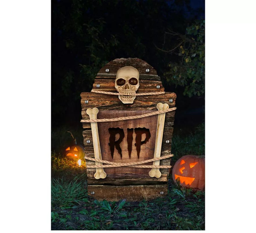 Translation missing: pt-PT."Lápida Cementerio Calavera ""RIP"" plástico de 56 cm"