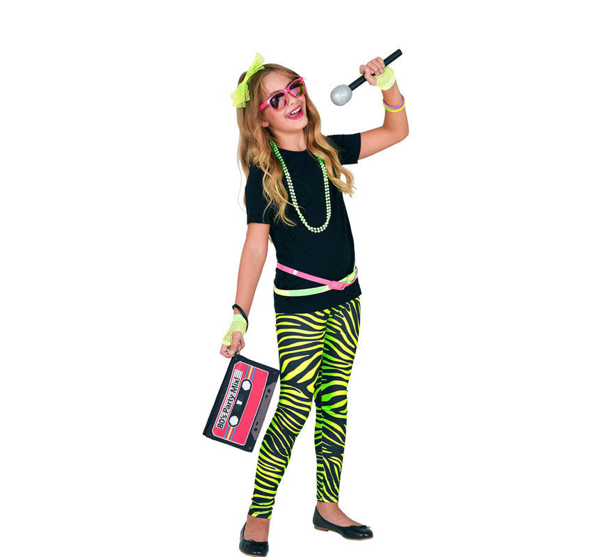 Translation missing: pt-PT.Leggings Neón Verde Animal Print Años 80 Infantiles