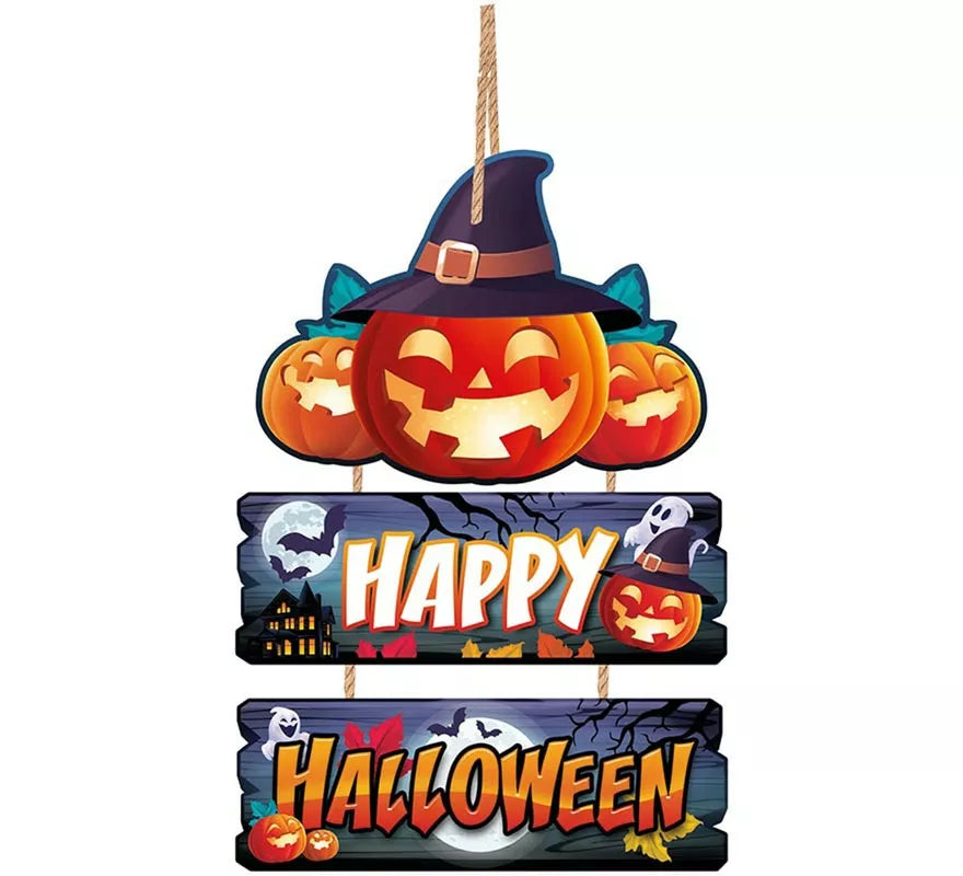 Translation missing: pt-PT.Letrero de Madera Happy Halloween 36x23 cm